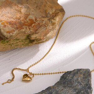 💛Gold plated key heart necklace